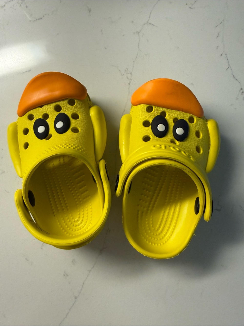 CROCS Kids Yellow Duck Clogs with Orange Bill